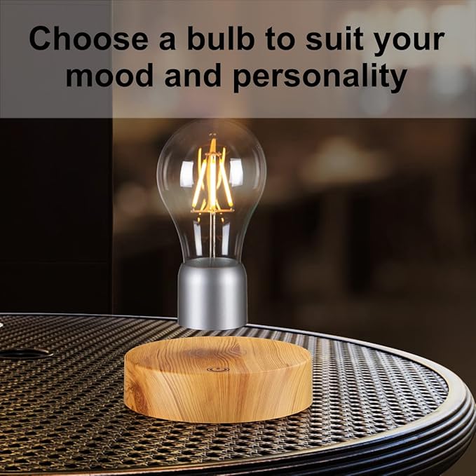 Magnetic Levitating Light Bulb Lamp, 360 Degree Rotating Floating Bulb Desk Lamp, Magnetic Levitation Bulb Night Lights, Cool Gifts, Room Office Decorative Lamp (Yellow)