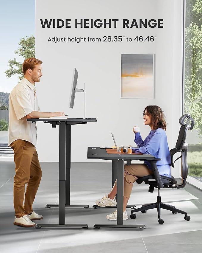 ErGear Height Adjustable Electric Standing Desk, 63 x 27.5 Inches Sit Stand up Desk, Large Memory Computer Home Office Desk with Two-Piece Desktop (Black)