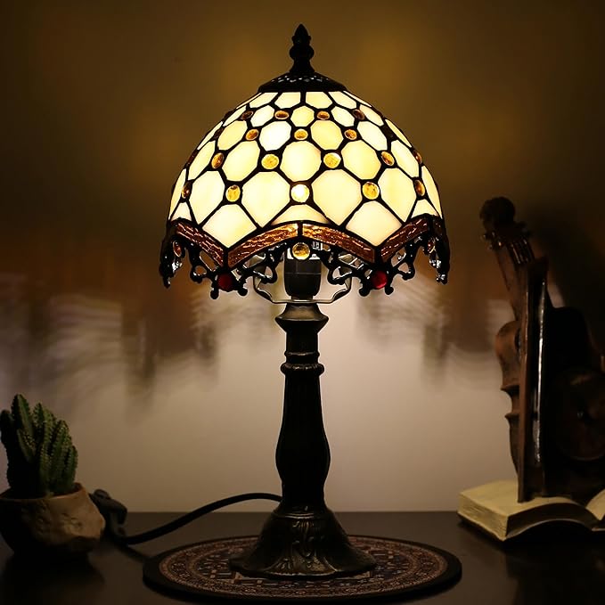 Tiffany Table lamp 8-inch Retro Stained Glass lamp Suitable for bedrooms Beside The Bed Living Room Night Lights and Home Offices