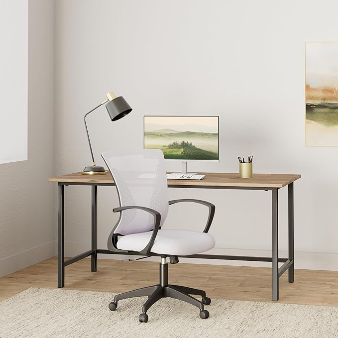Mesh Office Chair Ergonomic Desk Chair Computer Chair with Lumbar Support Armrest Rolling Swivel Task Mid Back Adjustable Chair for Women Adults, White
