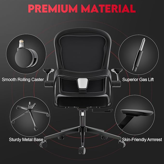 Big and Tall Ergonomic Office Chair,400LB Comfy Desk Chairs with Lumbar Back Support, Heavy Duty Mesh Computer Chairs with Wheels and Arms Comfortable for Home Office, Study, Bedroom