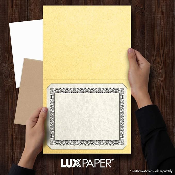 LUXPaper 9.5" x 12" Certificate Holders | Gold Metallic | 100lb. Cover | 250 Qty