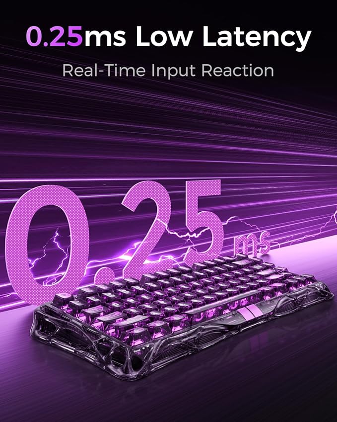 GravaStar Mercury V75 Lite Hall Effect Magnetic Gaming Keyboard โ 8KHz Rapid Trigger Wired 75% Keyboard, Adjustable Actuation, Hot-Swappable Switches, Transparent RGB for PC/Mac