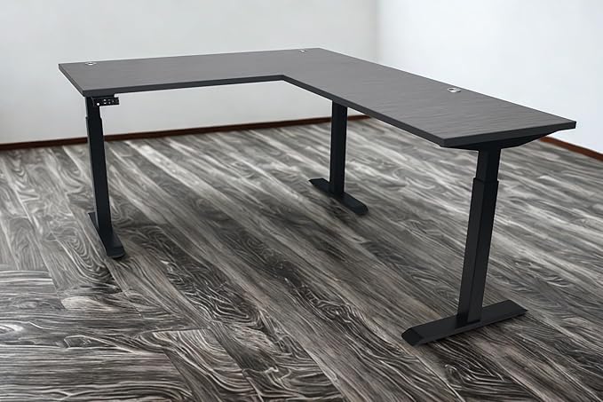 Lift It, Electric Sit Stand Adjustable Height 72"x24" I 48"x24" L-Shape Office Desk for Office or Home, Dual Motor, 4 Memory Digital Control with USB Charging, Charcoal Pattern Top and Black Frame
