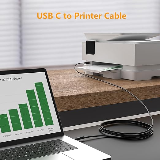 ULIFTUS USB-B to USB-C Printer Cable 6.6FT, Gold-Plated USB Type C to Type B Cord for MacBook Pro/Air HP, USB C MIDI Cable for Yamaha Piano DJ Controller Keyboard, Printer Cable 2m 2-Pack