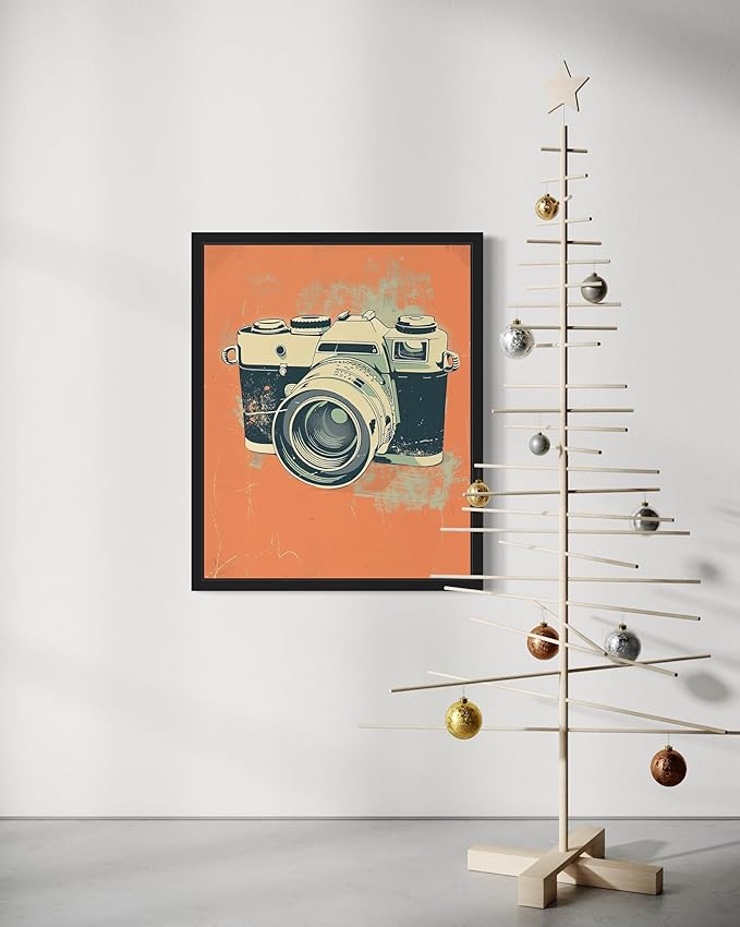 Vintage Camera Pop Art Poster Print, Vintage Retro Wall Art Decor Paintings Classic Artwork for Bedroom Living Room Decorations. 43 (Vintage Camera, 8 x 10 inches, Black Frame)