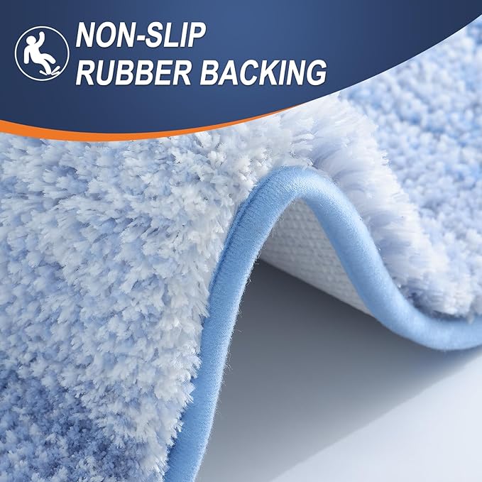 OLANLY Bathroom Rugs Mat 30x20, Extra Soft Absorbent Microfiber Bath Rugs, Rubber Backing, Quick Dry, Machine Washable Bath Mats for Bathroom Floor, Tub and Shower, Home Decor Accessories, Light Blue
