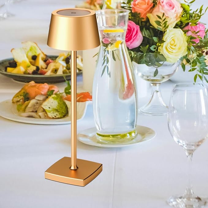 Rechargeable led Cordless Table lamp,Aluminum, dimmable, Suitable for Indoor and Outdoor Lighting Gold