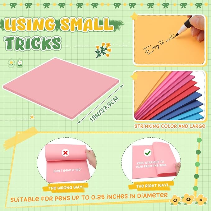 Zubebe 20 Pads 11 x 11 Inch Large Sticky Notes Jumbo Bright Colors Sticky Notepads Self Stick Note Square Memo Post Stickies for Office School, 25 Sheets/pad (Multicolor)