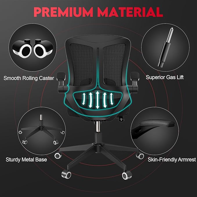 Ergonomic Office Chair - 400LB Comfy Desk Chairs with Back Support, Heavy Duty Mesh Computer Chairs with Wheels and Arms for Home Office, Study, Bedroom and Dorm