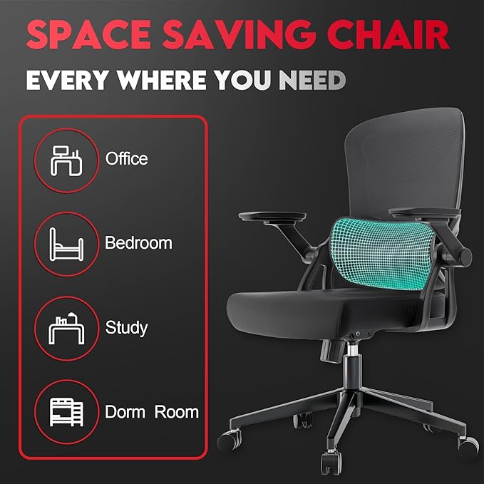Big and Tall Ergonomic Office Chair,400LB Comfy Desk Chairs with Lumbar Back Support, Heavy Duty Mesh Computer Chairs with Wheels and Arms Comfortable for Home Office, Study, Bedroom