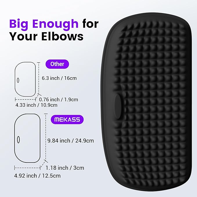 MEKASS Elbow Rest Pads for Desk, Thicken Large Size Elbow Pads with Soft Memory Foam and Non-Slip Silicone Base, Armrest Pad Wrist Rest Pad for Home, Office, and Games (2 pcs)