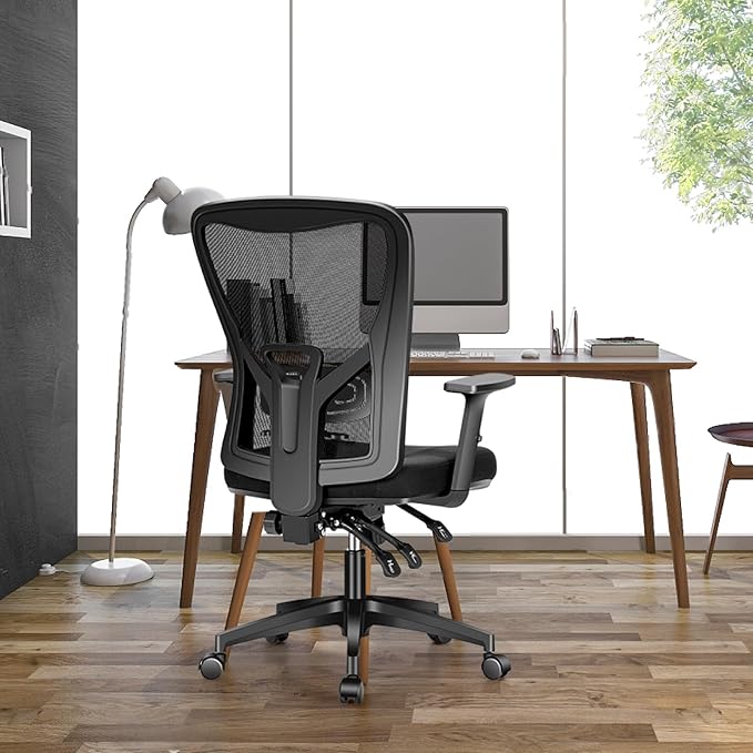 Sophia & William Ergonomic Rocking Mesh Office Desk Chair High Back, Modern 360° Swivel Executive Computer Chair with Height Adjustable Armrests, Lumbar Support, Black