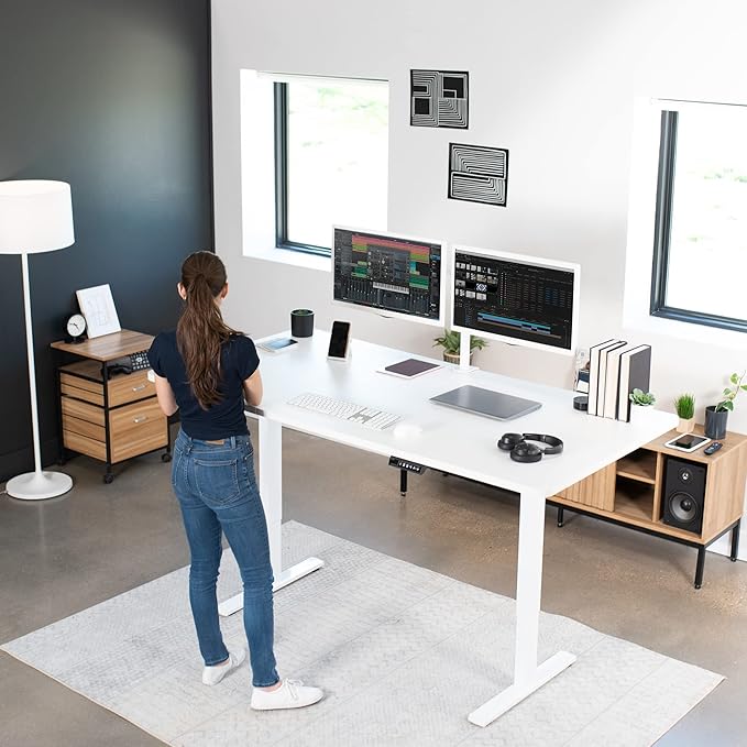 VIVO Electric 71 x 36 in Standing Desk, Memory Height Adjustment, 1B Series, White Top White Frame, DESK-KIT-1W7W-36