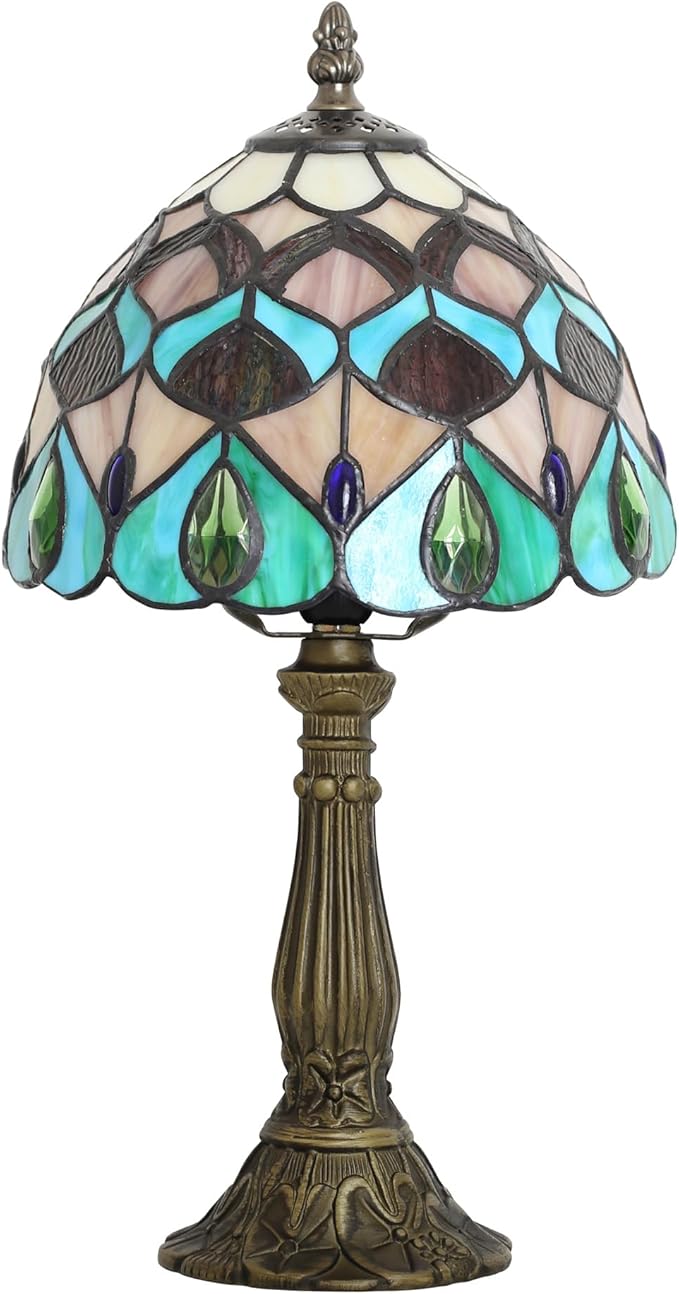 Tiffany lamp 8-inch Stained Glass lamp Suitable for use on Bedroom nightstands and can Also be Used as a Small Reading lamp in Living Rooms and Home Offices