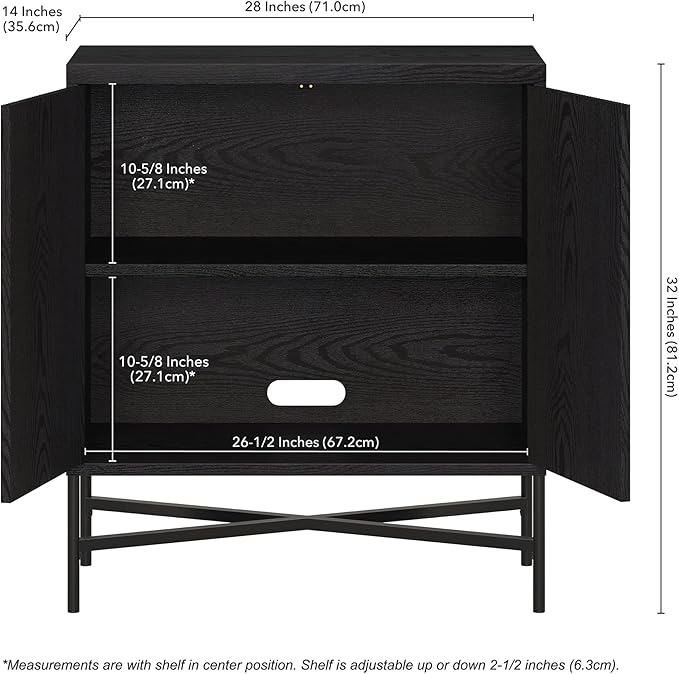 Henn&Hart Brighton Accent Cabinet, 28" Wide(15" D x 28" W x 32" H), Black