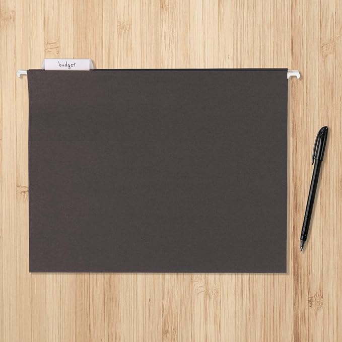 Amazon Basics Hanging File Folders, Letter Size, 8.5x11 inches, Black, 25-Pack