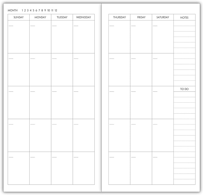 Nokingo 3-Pack Travelers Notebook Calendar, Travelers Notebook Inserts, Undated Traveler Notebooks Monthly, 4.25"x8.25" Traveler Calendar Insert