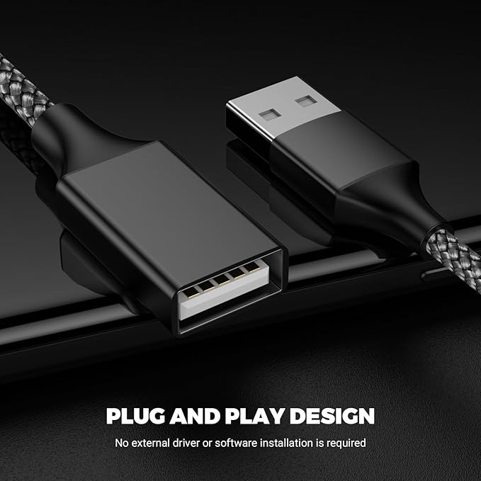 USB Y Splitter 1 in 3 Out (1Ft/30cm), USB Male to 3 Female Cable for PC/Laptop/MacBook/Keyboard/PS4/PS5/Flash Drive/LED Etc.(Black)