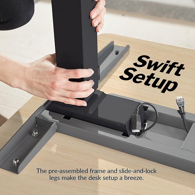 Vari ComfortEdge 48x30 Inch Adjustable Electric Standing Desk – Sit Stand VariDesk with Memory Presets, Sloped Edge, 220 LB Capacity + Tool-Free Assembly (Light Wood)