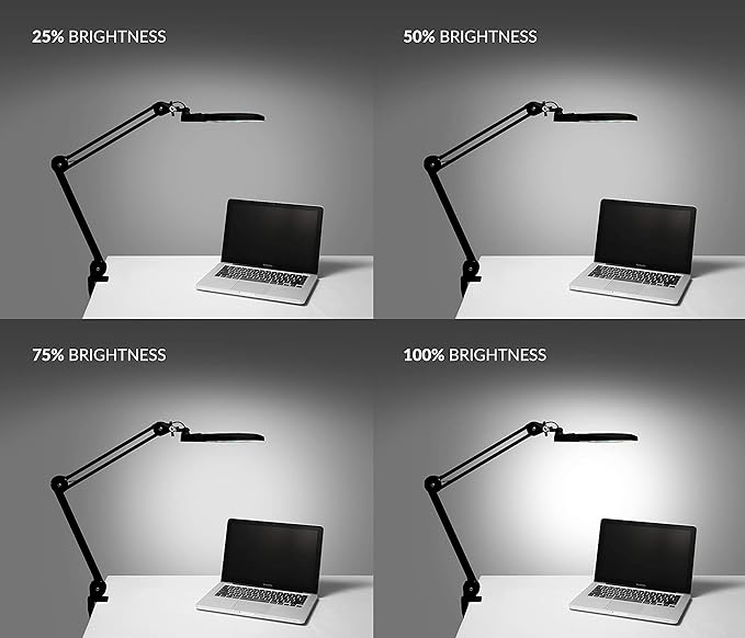 Neatfi XL Bifocal LED Magnifying Lamp, 7-Inch Acrylic Lens, 5D/20D Magnification, Hands-Free, Dimmable, 84 SMD LED, Adjustable Arm for Crafts, Reading, Close Work (Black, with Clamp)