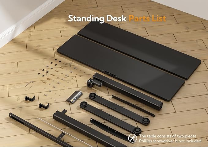 Seang Electric Standing Desk, Adjustable Height with 3 Memory Presets, 48x24 Inch Sit Stand with Splice Board for Home Office Computer Workstation, Black Frame/Black Top