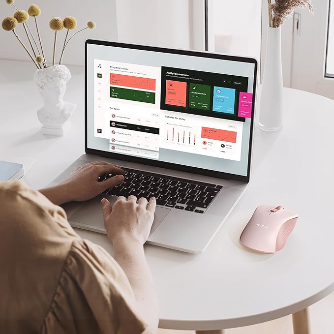 seenda Wireless Mouse, Bluetooth & 2.4G USB Dual Mode for Laptops & Computers - Mac & Windows Compatible - Pink