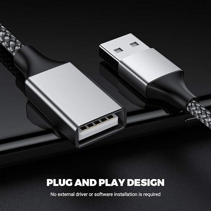 USB Y Splitter 3 in 1, USB A Male to 3 Female Cable for PC/Laptop/MacBook/Keyboard/PS4/PS5/Flash Drive/LED Etc.(Silver)
