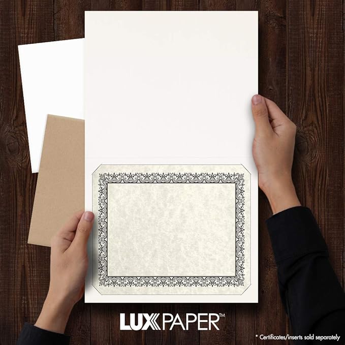 LUXPaper 9.5" x 12" Certificate Holders | White Linen | 100lb. Cover | 25 Qty