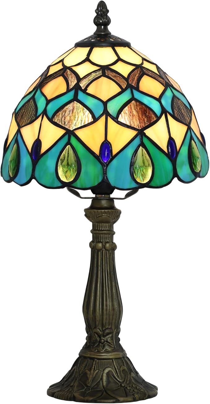 Tiffany lamp 8-inch Stained Glass lamp Suitable for use on Bedroom nightstands and can Also be Used as a Small Reading lamp in Living Rooms and Home Offices