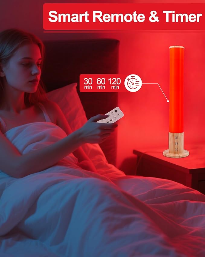 Red Light Night Light Lamp for Sleep GlowPillar Red Nightlight Desk Lamp with 670nm Wavelength Multi-Color and Brightness Options Remote Control USB Charging Elegant Design