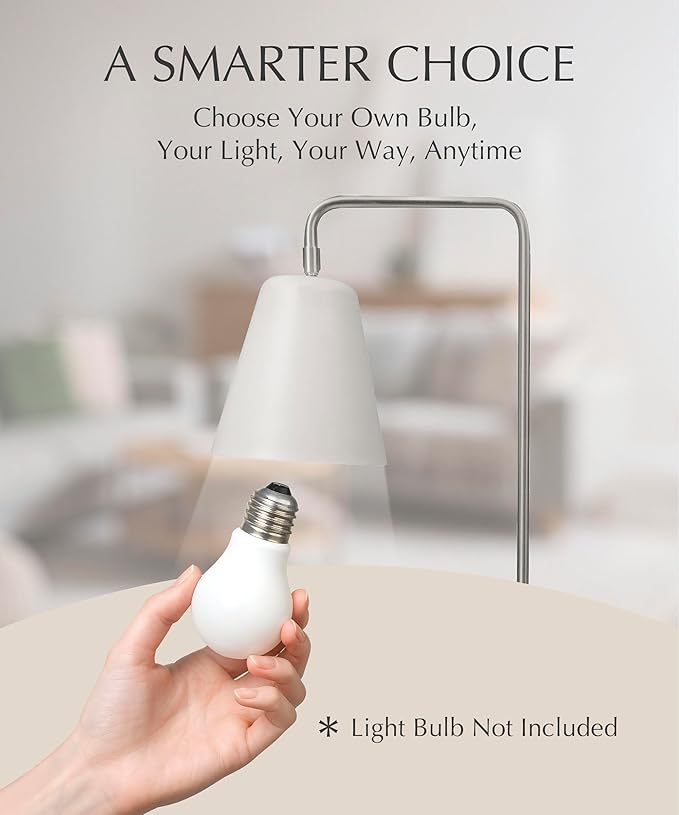 HarvestLand Steady Silver Desk Lamp – Adjustable Industrial Table Lamp with Solid Base, Lamp for nightstand, Desk Lamp Home Office and Bedside Table Lamp