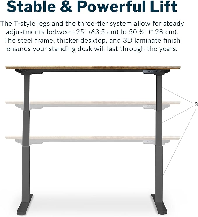 Vari Classic Electric Standing Desk - VariDesk Height Adjustable Sit/Stand Desk - Dual Motor with Memory Presets, Stable T-Style Legs - Gaming or Home Office Workstation - 60”x30”, Reclaimed Wood
