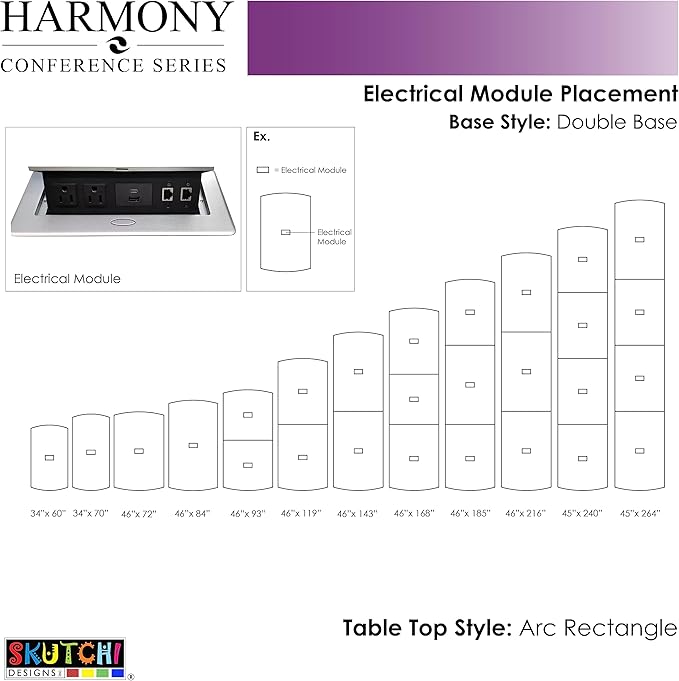 10 Person Rectangle Conference Table with Power And Data | Sturdy Square Metal Base | Harmony Series Modular Meeting Tables for Offices, Conference Rooms, and Homes | Light Gray - 10'