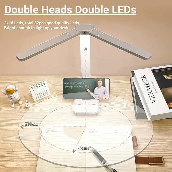 Blue Desk Lamp for Home Office,Portable Small Desk Lamp with 3 Lighting Modes, Battery Operated Rechargeable Desk Light for Kids, Reading,Studying,Dormitory,Blue