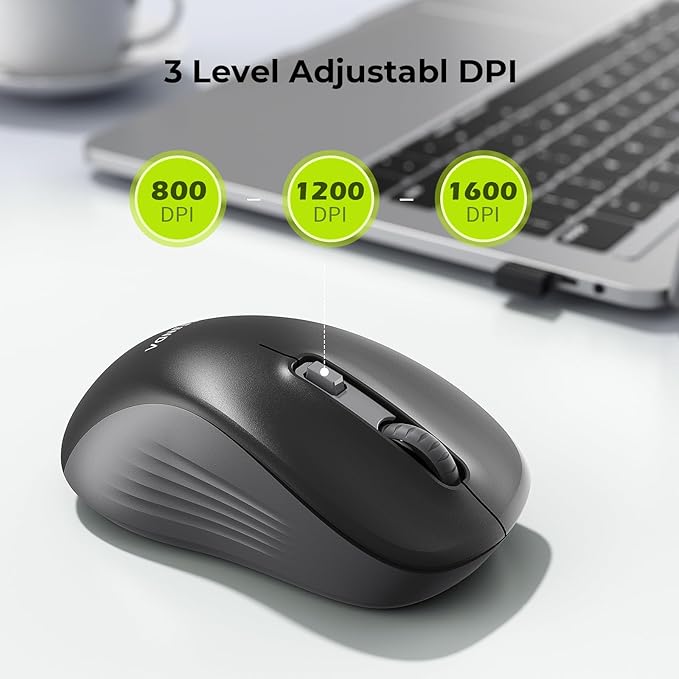 seenda Wireless Mouse, Bluetooth & 2.4G USB Dual Mode for Laptops & Computers - Mac & Windows Compatible - Black