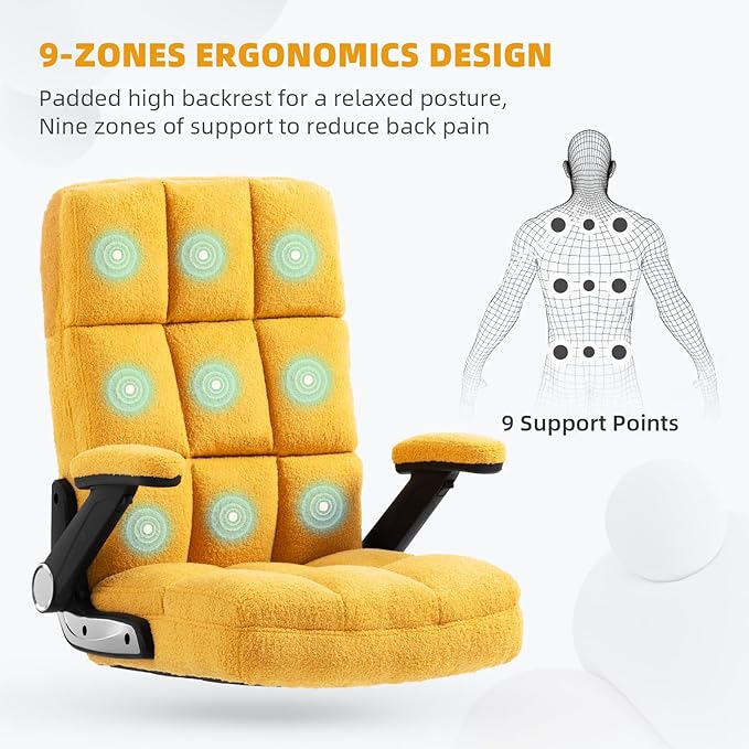 SEATZONE High Back Office Chair Ergonomic Computer Desk Chair Back Support Comfy Desk Chairs with Wheels and Flip-up Armrest for Home Office Desk,Yellow