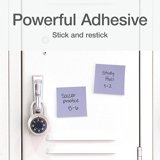 Redi-Tag Sticky Notes, Power Stick Notes, Adhesive Reminders, 3" x 3" Reusable Notes, Strong Adhesive Memos, Assorted Bright Colors, 192 Pack (1000978)