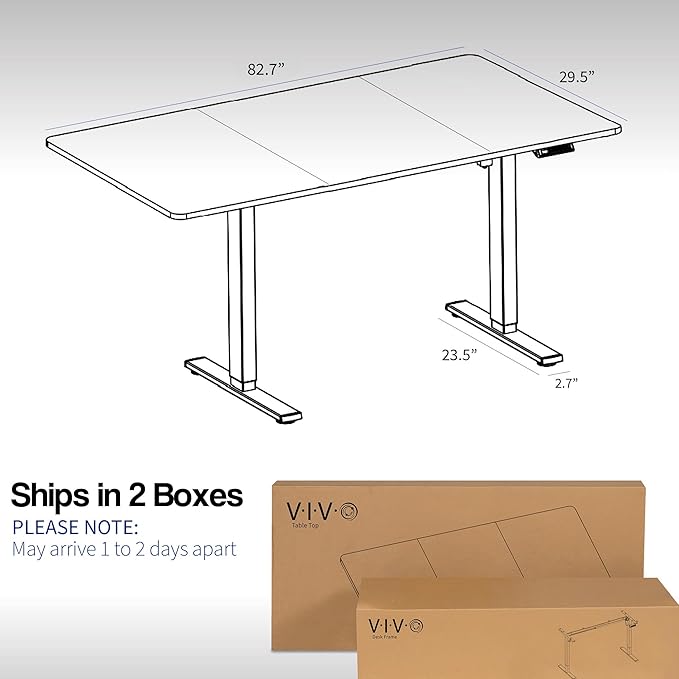 VIVO Large Electric 83 x 30 in Standing Desk, Memory Height Adjustment, 1B Series, White Top White Frame, DESK-KIT-1W8W