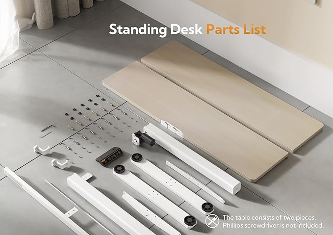 Seang Electric Standing Desk, Adjustable Height with 3 Memory Presets, 40x24 Inch Sit Stand with Splice Board for Home Office Computer Workstation, White Frame/Nature Top