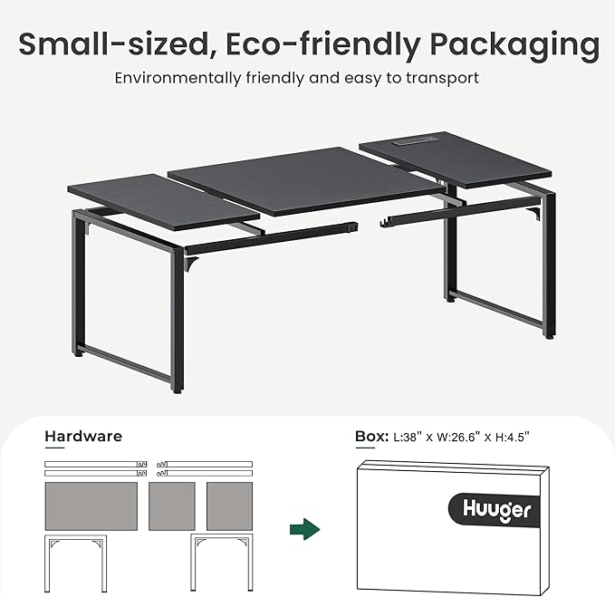 Huuger 71 x 31.5 Inch Desk with Power Outlets & USB-C,1.2 Inch Thicker Desktop, Robust Metal Tubes, Deep Computer Desk, Heavy Duty Office Desk, Work Desk for Home Office, Black