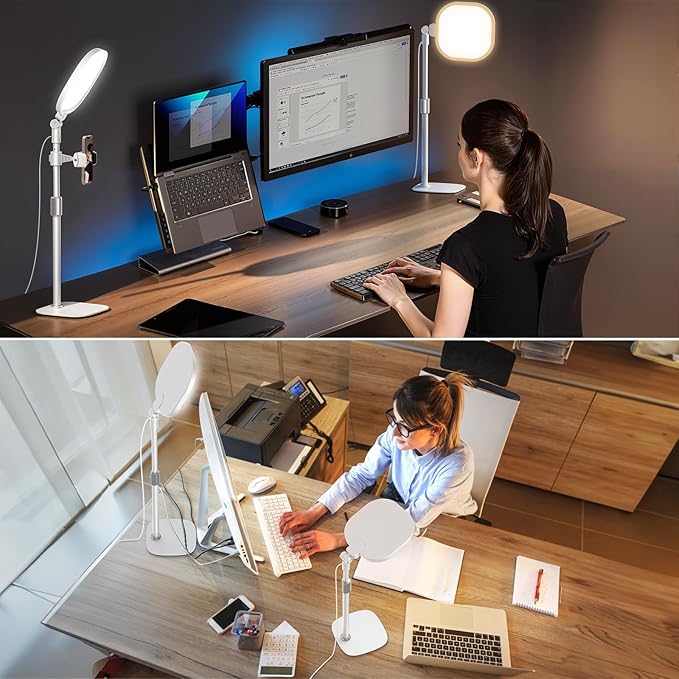 Lighting for Video Calls, 30 Light Modes Video Conference Light, Desk Ring Light with Stand for Webcam, Meetings, Live Stream, Home Office. CRI 97.8