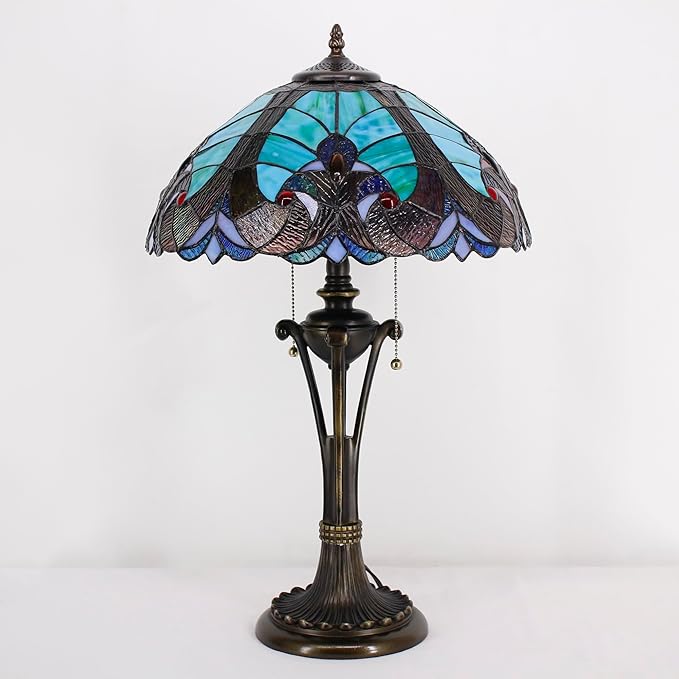 Tiffany Table Lamp Green Liaison Stained Glass Desk Lamp 16X16X24 Inches Reading Light