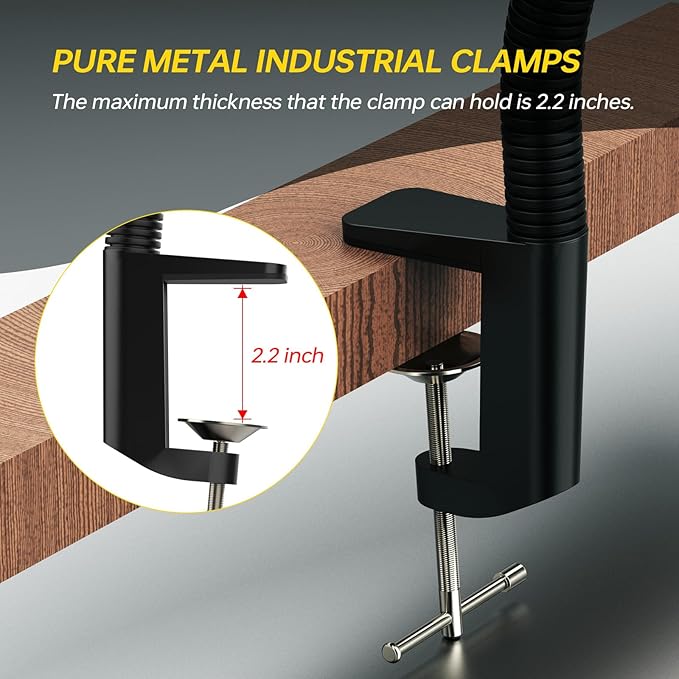 New Clamp Light, 18W Lathe Machine Light, 2160 Lumens Flexible Work Light for CNC Milling Machine Drill Press Lighting (clip base)