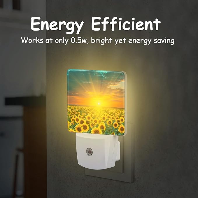 Night Light for Kids Girls Boys,Sunflower Fields During Sunset LED Night Light Plug into Wall with Dusk to Dawn Sensor for Room Decor,Hallway,Kitchen,Bathroom,Nursery,Stairs