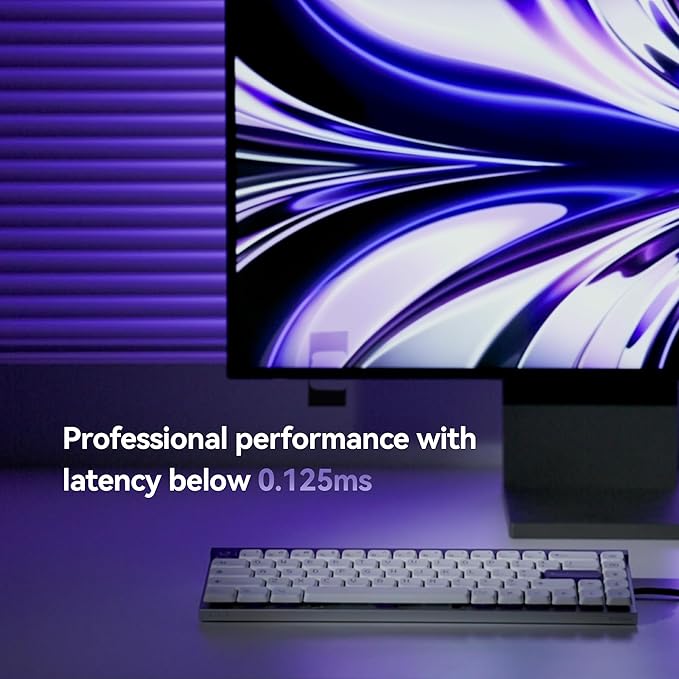MelGeek MADE68 Air Wired Keyboard, Hall Effect Magnetic Switch Low-Profile Gaming Keyboard, 65% Compact Rapid Trigger, Hot-Swappable, RGB Snap Tap & Adjustable Actuation, Online HIVE Custom (Purple)