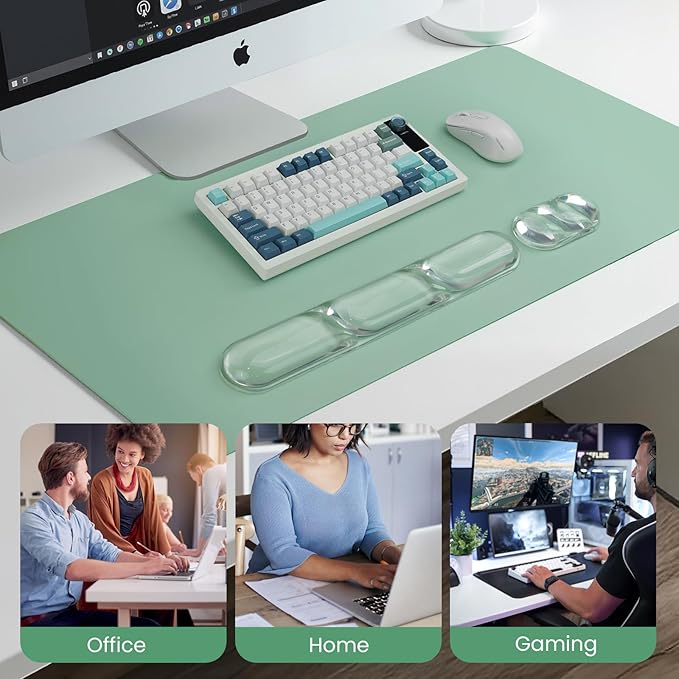 TECKNET Clear Gel Wrist Rest for Computer Keyboard, Ergonomic Gel Keyboard Wrist Rest Set for Typing Pain Relief, Comfortable Silicone Wrist Support Pad for Office/Computer/Laptop/Gaming, Transparent