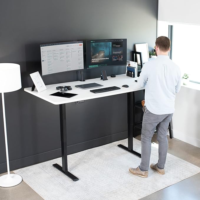 VIVO Electric 71 x 36 in Standing Desk, Memory Height Adjustment, 1B Series, White Top Black Frame, DESK-KIT-1B7W-36
