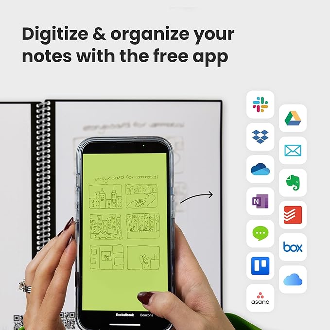 Rocketbook Fusion Reusable Undated Productivity Planner, Letter Size 8.5x11, Steel Blue - Goals, Monthly and Weekly Calendar, Daily To-do List, Lined and Dotted Notes Pages