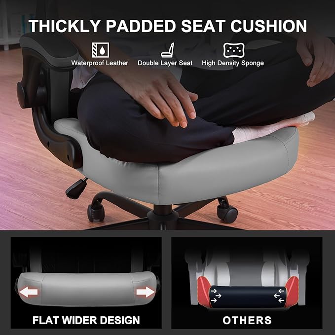 GTPLAYER Video Gaming Chair, Ergonomic Computer Gaming Chair with Flip-Up Armrests and Adjustable Height, Comfortable Desk Chairs with Built-in Lumbar Support, Recliner with 360°Swivel (Dark Gray)
